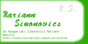 mariann simonovics business card